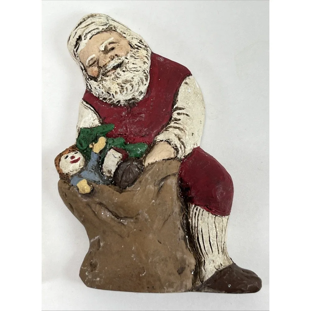 Vintage Santa Mrs. Clause Ceramic Rustic Folk‎ Old Fashioned Christmas Figurines